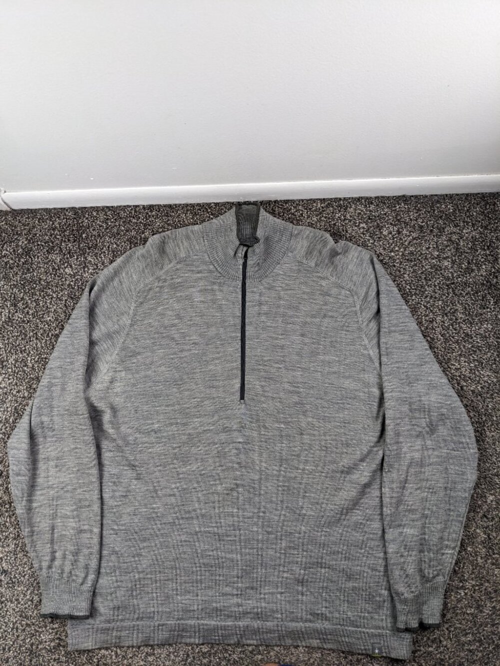 Smartwool Sweater Sportknit 1/2 Zip Merino Wool Mock Neck Gray Mens 2XL *Flaw